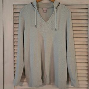 Chico's Zenergy Waffle Weave Pull over Beaded Collar Size 2 (12) Seafoam Green